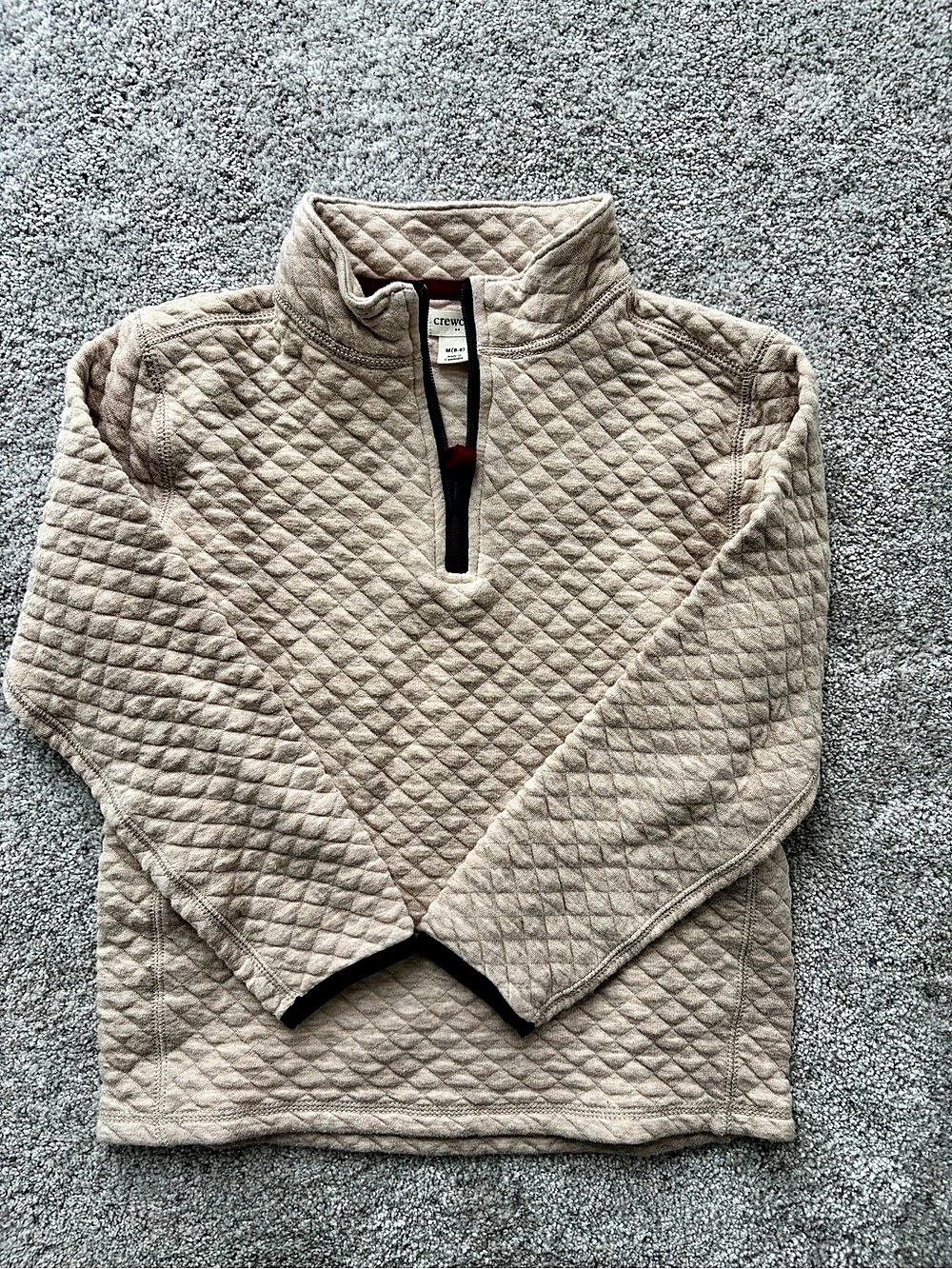 crewcuts Quilted Quarter-Zip in Beige Size Medium